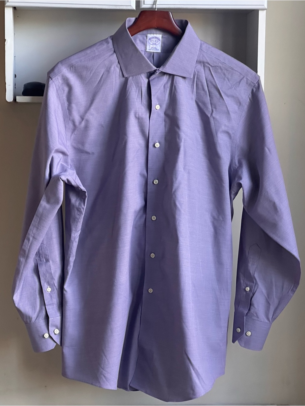 Brooks Brothers 346 Slim Fit Taupe Men’s Dress Shirt Size 17.5-4/5